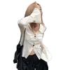 A chic and beautiful little shirt for women, spring/autumn French design, niche and gentle style, short long-sleeve tie-up shirt top