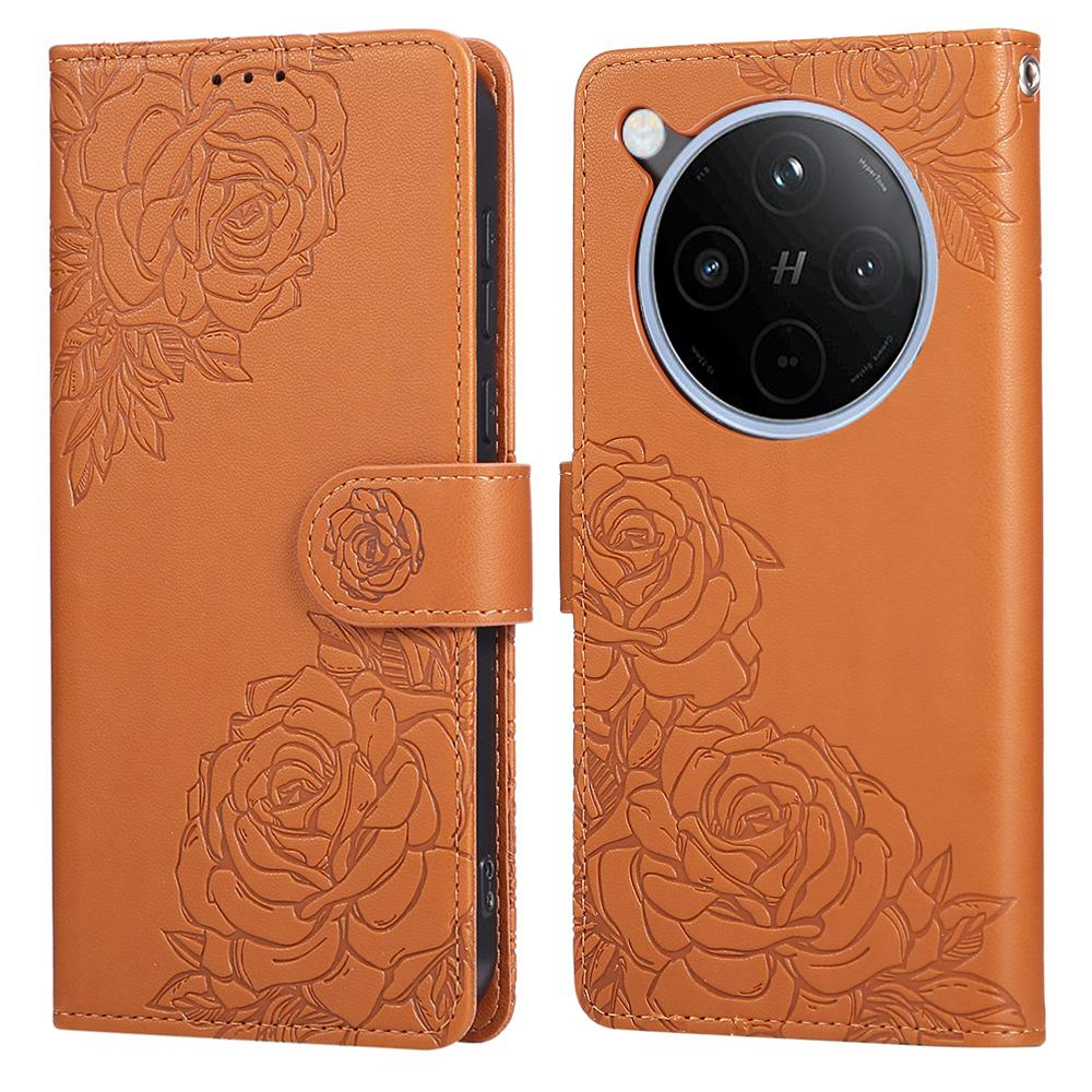 For Oppo Find X8 Pro 5G Case Rose Flower PU Leather Wallet Phone Cover with 3 Card Slots/Wrist Strap