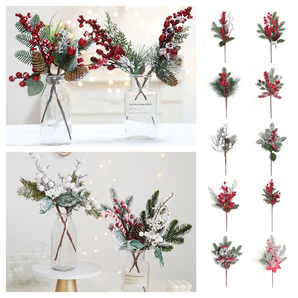 Green&Red Simulation Red Berries Home Decoration Christmas Cuttings  New Year