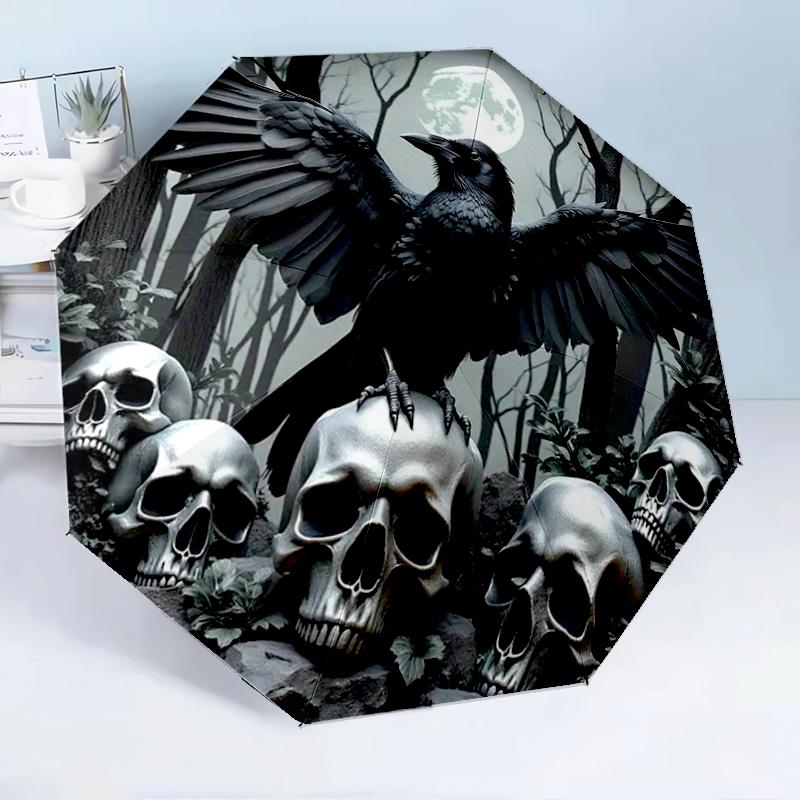 Raven In The Forest 8-Frame for Travel, camping, Casual Lightweight Portable Umbrella, Essential for every family Holidays Birthday Gift