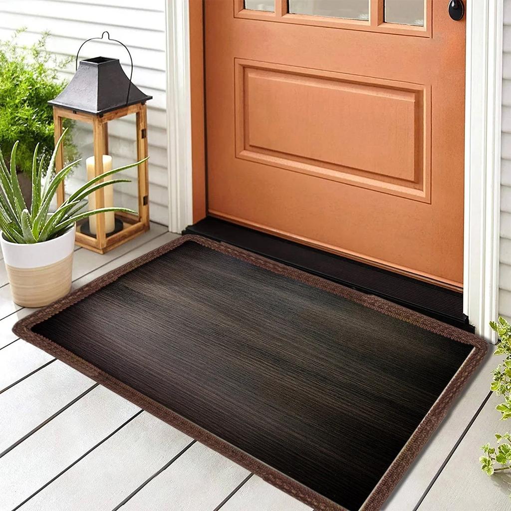 Wooden Welcome Entrance Doormat Washable Outdoor Indoor Carpet Rug for Home Decoration Floor Mat for Front Door Hallway Bathroom