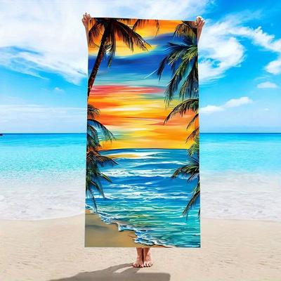 Sonnenuntergang Meer Szene Super Großes Strandtuch, Weich Saugfähig Schnell Trocknend für Pool Camping Reise