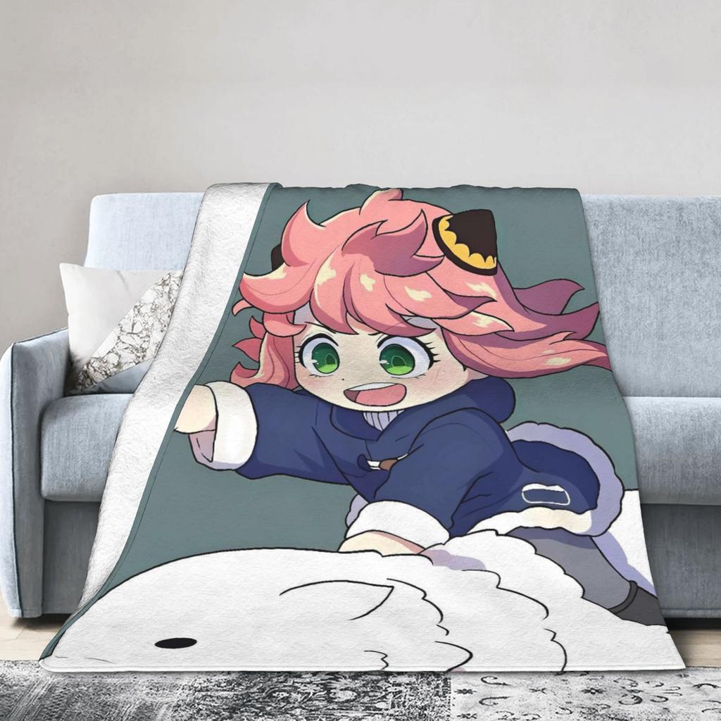 Spy Family Flannel Blanket Winter A-Anyas Super Warm Throw Blanket for Kids Bedroom Graphic Bedspread Sofa Bed Cover