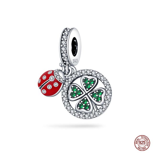 New 925 Sterling Silver Red Color Series Heart Shape Charms Beads Lucky Jewelry Gifts
