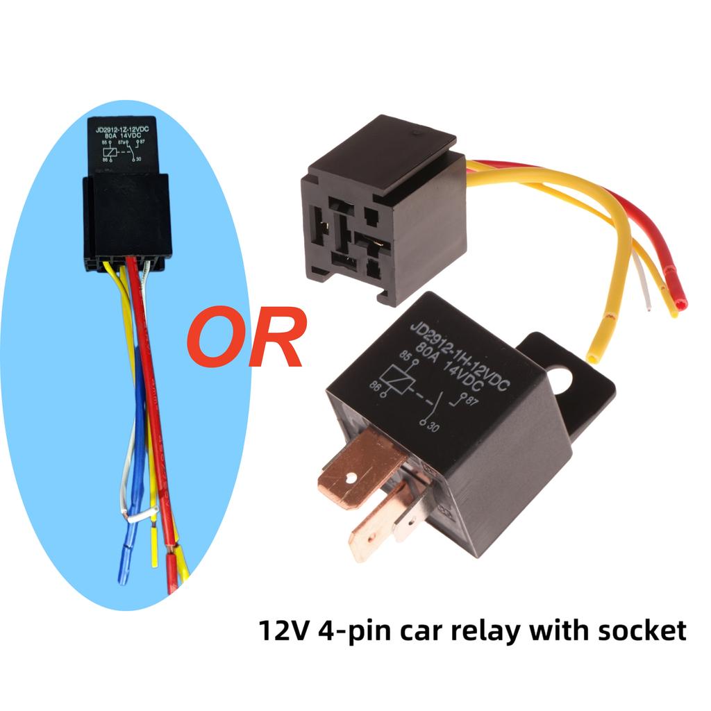 1 Set Head Light Air Conditioner Motorcycles DC12V DC24V Relay 80A 4/5 Pin Waterproof Automotive Relay With Wired Socket