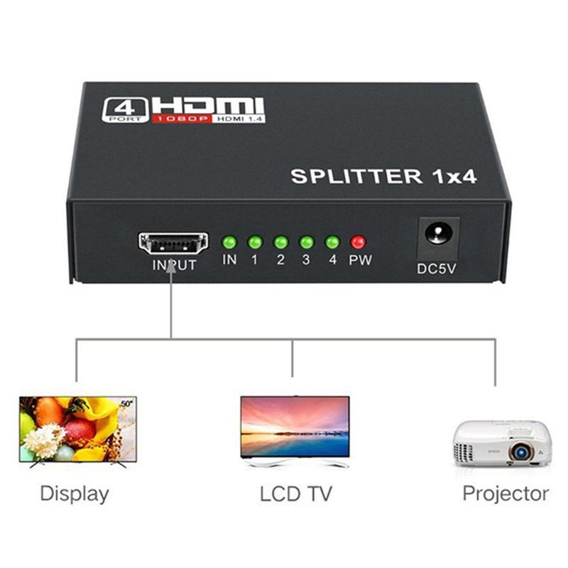 1 X 4 Hdmi Splitter Converter 1 In 4 Out Hdmi 1.4 Splitter Amplifier Display