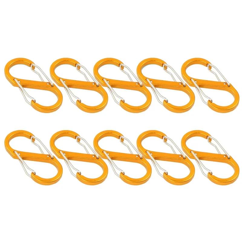 

10 шт. S двойной карабин набор кемпинг EDC выживания скалолазание пружинный рюкзак застежки брелок тактическое снаряжение крючки брелок клипса 10pcs Yellow
