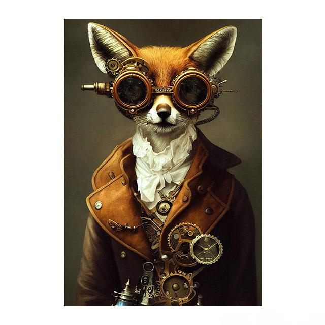 Steampunk Cat Wolf Astronaut Rabbit Poster Art Canvas Painting Retro Funny Animal Tiger Gorilla Poster Living Room Home Decor