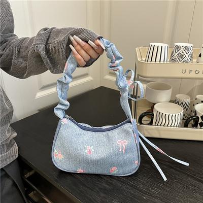 Neue Schleifendruck-Ästhetik, leichte und modische lässige Unterarmtasche, frische plissierte Handtasche