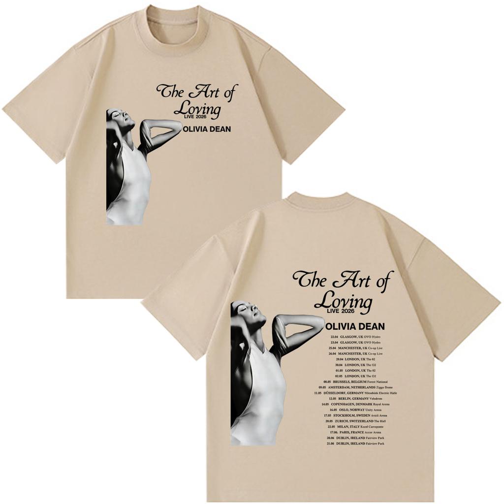 Olivia Dean Art Of Loving Tour 2026 Graphic Tees Unisex Unisex Vintage Tshirt Shortsleeved Loose Casual Cotton Tshirts Streetwear