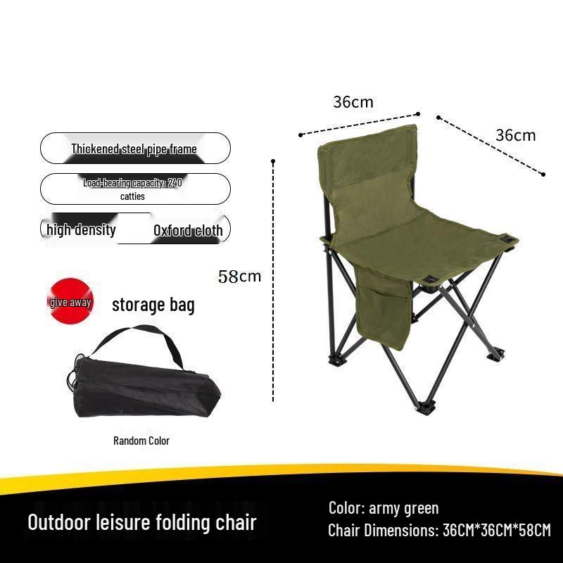 Portable Outdoor Folding Chair - Camping, Fishing & Art Sketching Stool with Backrest