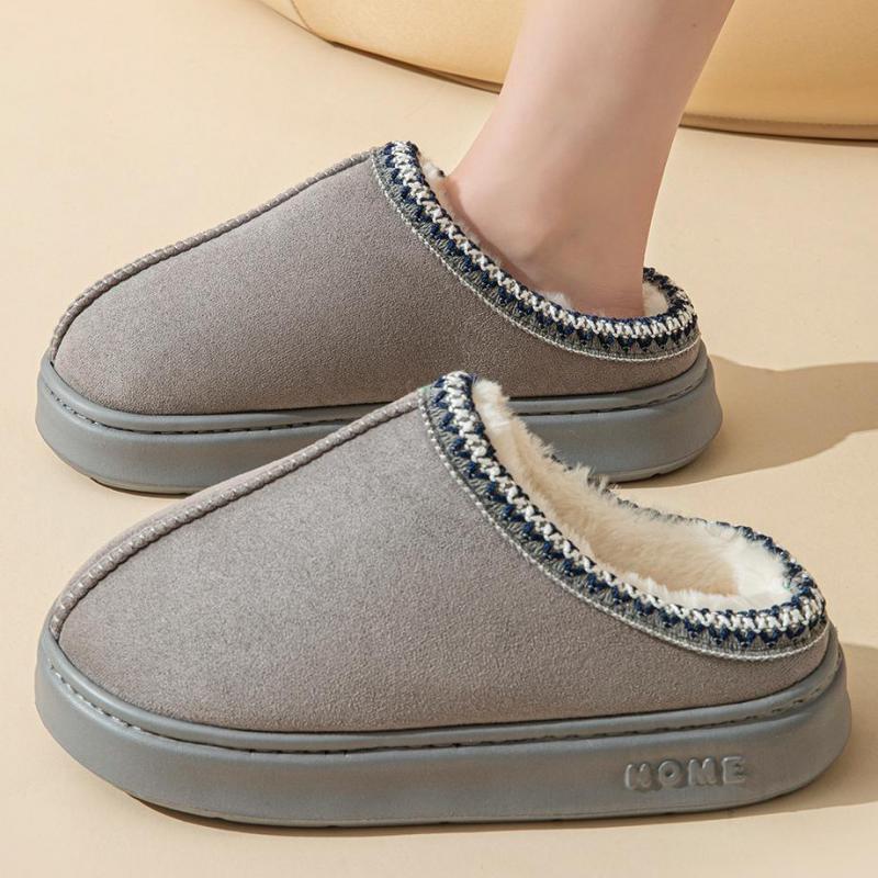 Fashion Platform Fluffy Slippers Women House Flats Fashion Plush Winter Designer Shoes Ladies Home Elegant Brown Fur Slippers Suede