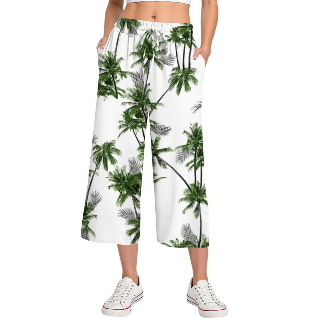 Women's Summer High Waist Printed Casual Sportswear Casual Cropped Pants Loose Pants