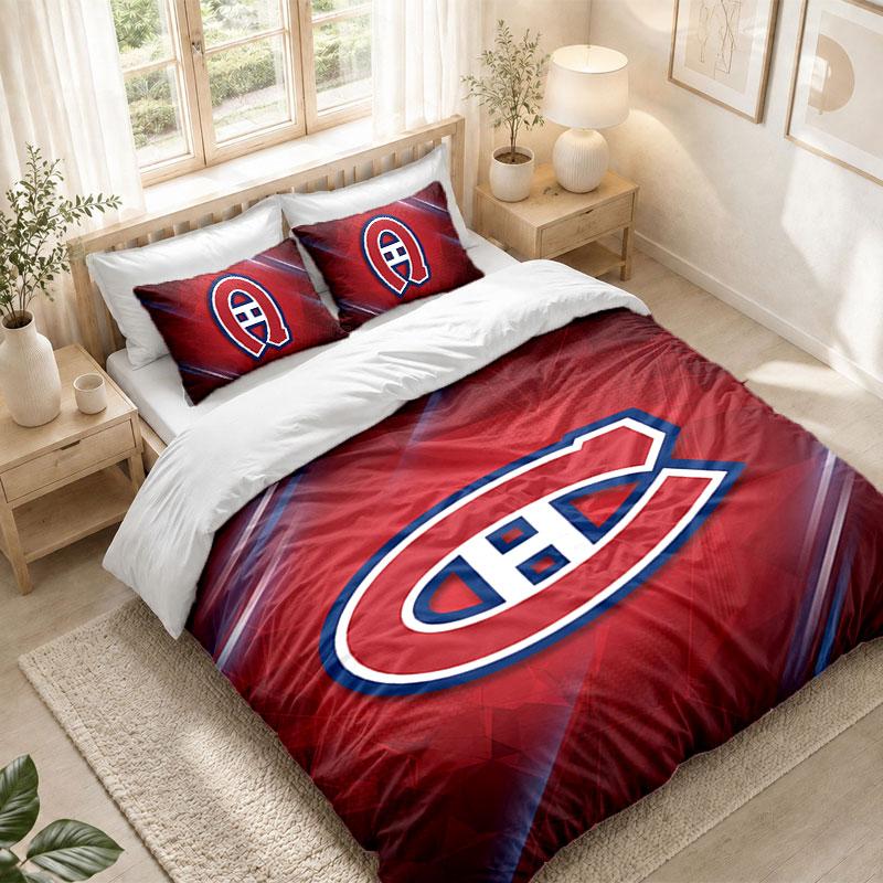 Bedding Set 1 Duvet Cover 2 Pillowcases Montreal Canadiens Print Bedroom Home Decoration