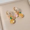 1 Pair Cute Lemon with Heart Shape Zirconia Dangle Earrings for Women Earring Jewelry Party Accessories