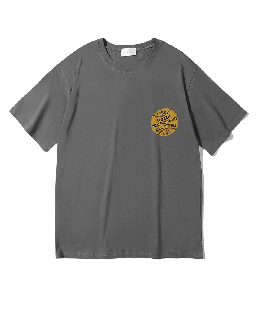 Oeta Basketball Logo Double Cotton Oversized Short Sleeve T-Shirt Ots26007(10 Colors) (Type A)