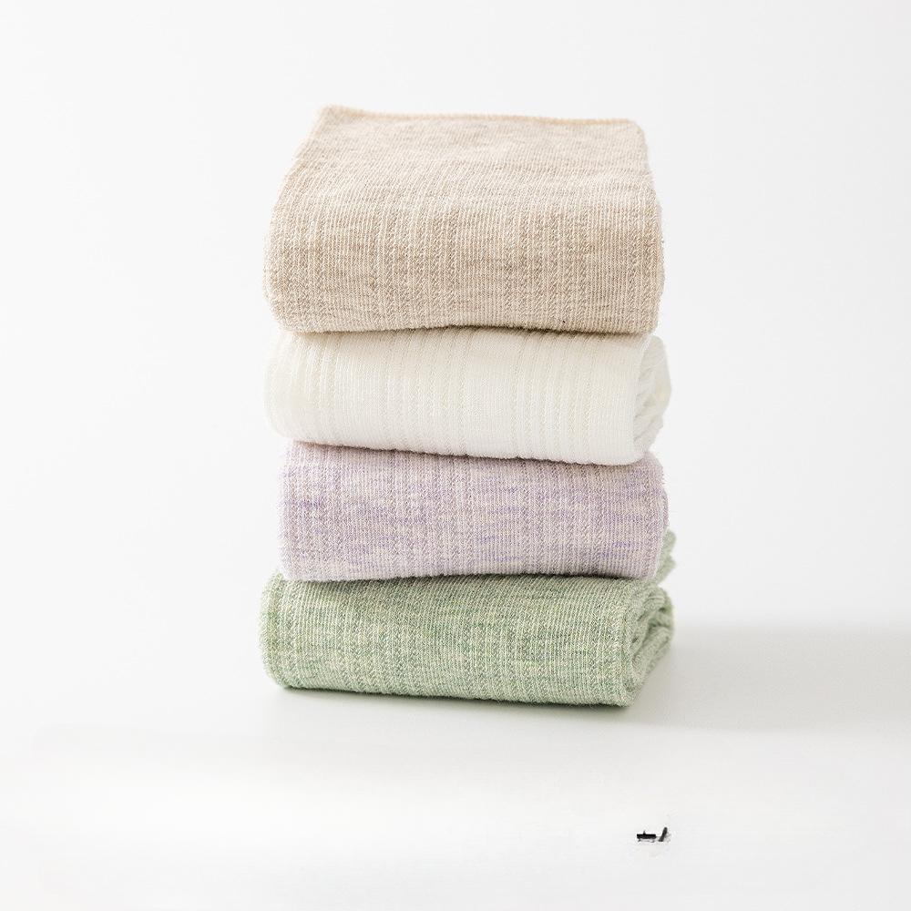 5 Pairs of Women's Spring and Summer Thin Mid-calf Solid Colour Anti-odour and Sweat-absorbent Long Socks Stacked Socks
