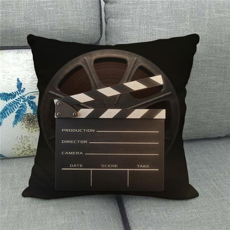 Home Decor Movie Themed Clapperboard Pattern Pillowcase Pattern Cushion Cover Suitable for Sofa Bedroom Car Pillow Cover