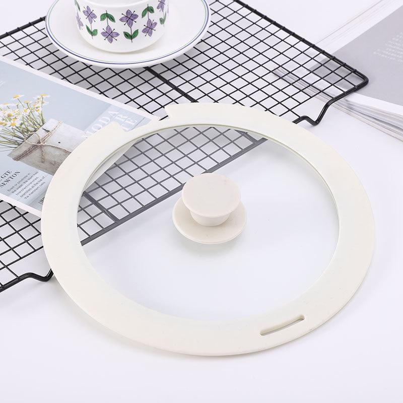 Universal Heat-Resistant Silicone Pot Lid with Notch - Edge-Sealing Glass Lid for Soup, Stir-fry, and Frying