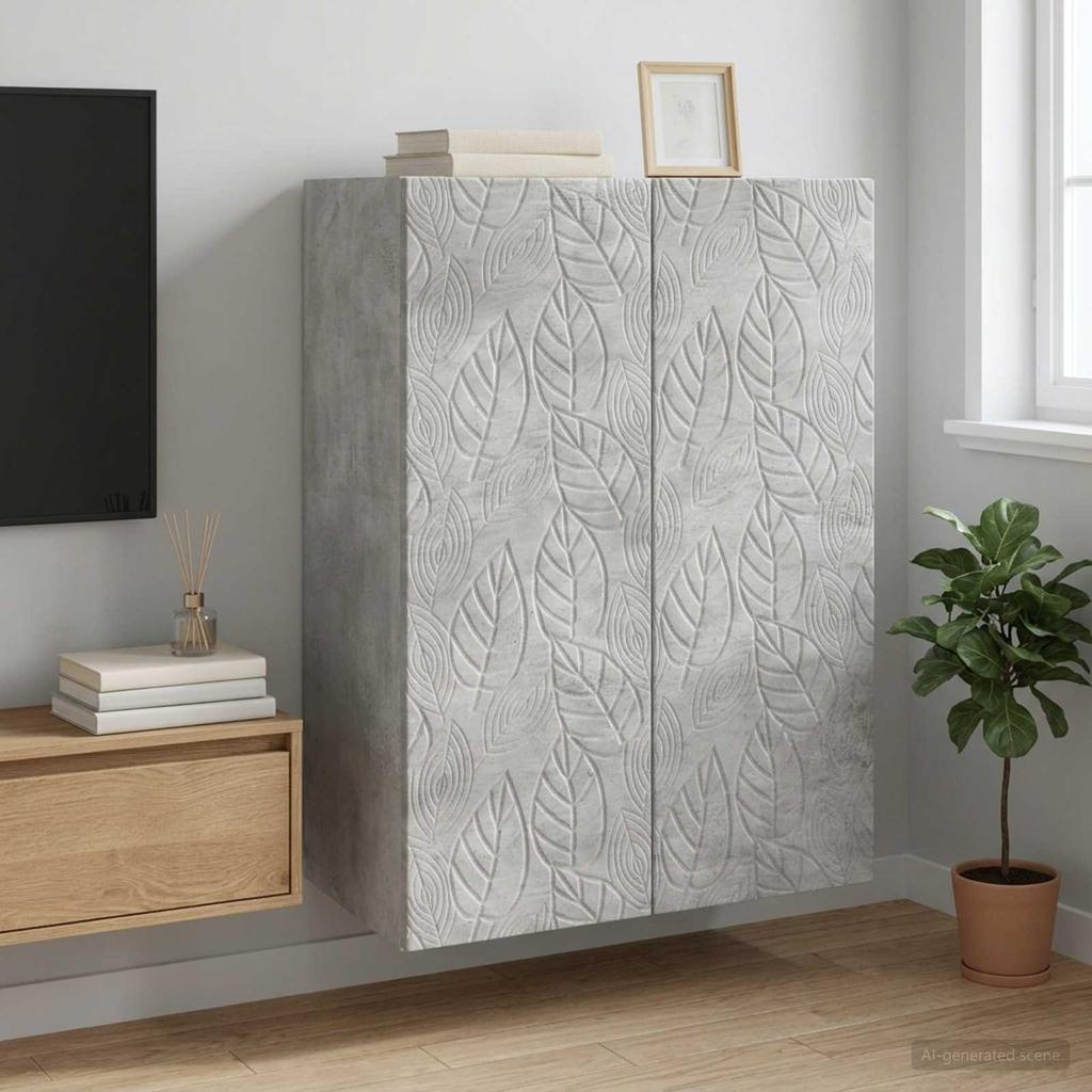 Wall Mounted Cabinet Concrete Grey 66 x 34.5 x 90 cm Engineered Wood