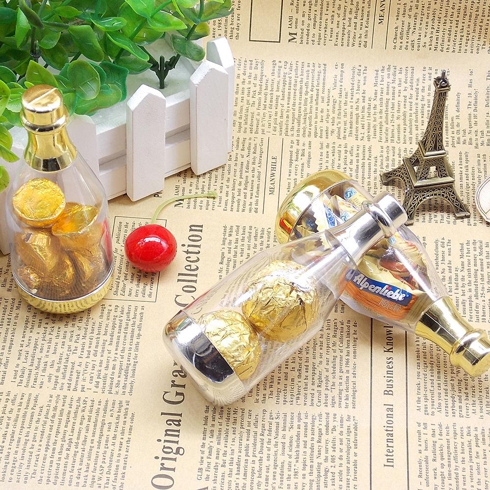 10 Stück DIY Hochzeits-Süßigkeitenbox Champagnerflasche Plastik Gastgeschenk-Box Behälter Party-Geschenkbox für Babyparty Hochzeitsfeier Dekoration