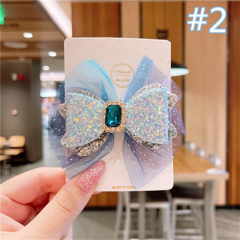 Korean Version of Children's Mesh Bow Hairpin Hair Accessories Cute Princess Diamond-studded Snowflake Headdress