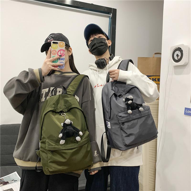 Schoolbag Korean ins wind large capacity Korean version simple versatile unprinted schoolbag college student Japanese Harajuku backpack backpack