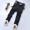 Padded Thickened Lamb Wool Jeans Men's Models Loose Straight Trousers New Cotton Elastic Autumn and Winter Warm Business Models Jeans