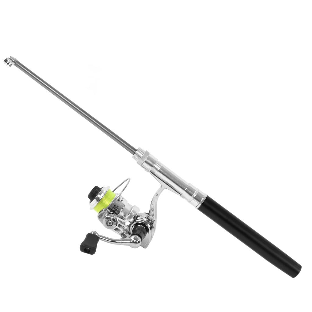 Tragbare Mini Stiftform Angelrute Angelrute Tasche Einziehbare Angelrute mit Rollenrad Schwarz