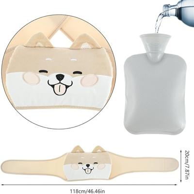 Cartoon Hot Water Bottle with Waist Cover Wrap Around Warm Water Bag Belt Hand Warmer Pocket for Menstrual Cramps Pain Relief