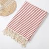 High Quality Custom Cotton Tassel Turkish Hammam Stripe Fouta Beach Towels Bag Printed Summer Use for Bath or Swim