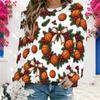 Women Plus Size Round Neck Long Sleeve Ribbed Cuffs Sun Moon Butterfly Print Light Blue Sweatshirt