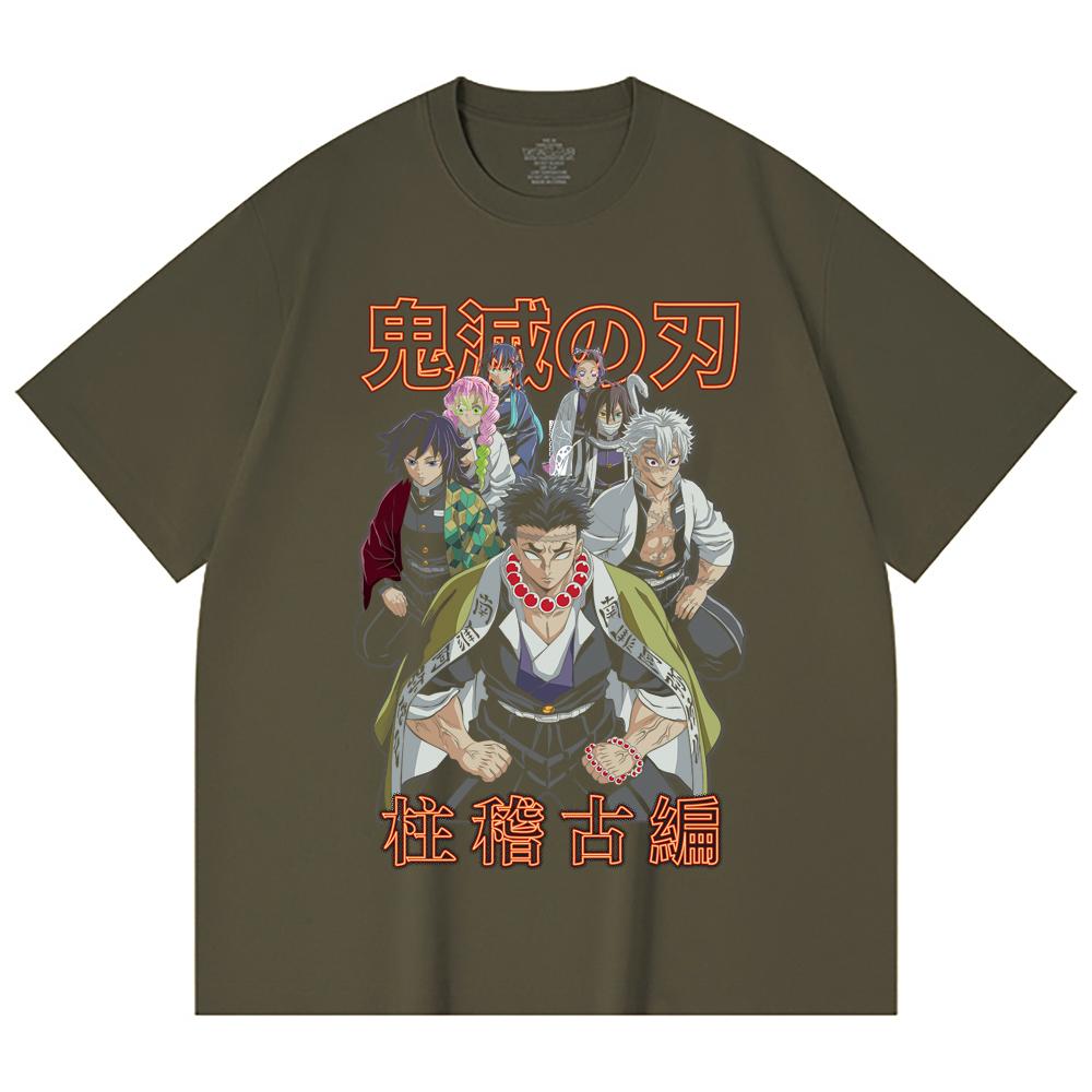 230 Gsm 100% Cotton Demon Slayer V22 Hashiras Print Unisex Heavy Cotton T Shirt