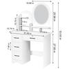 Makeup Desk with Mirror, Large Vanity Desk with Storage Shelves, 4 Drawers, Makeup Vanity Table with Light, Bedroom Dressing Table