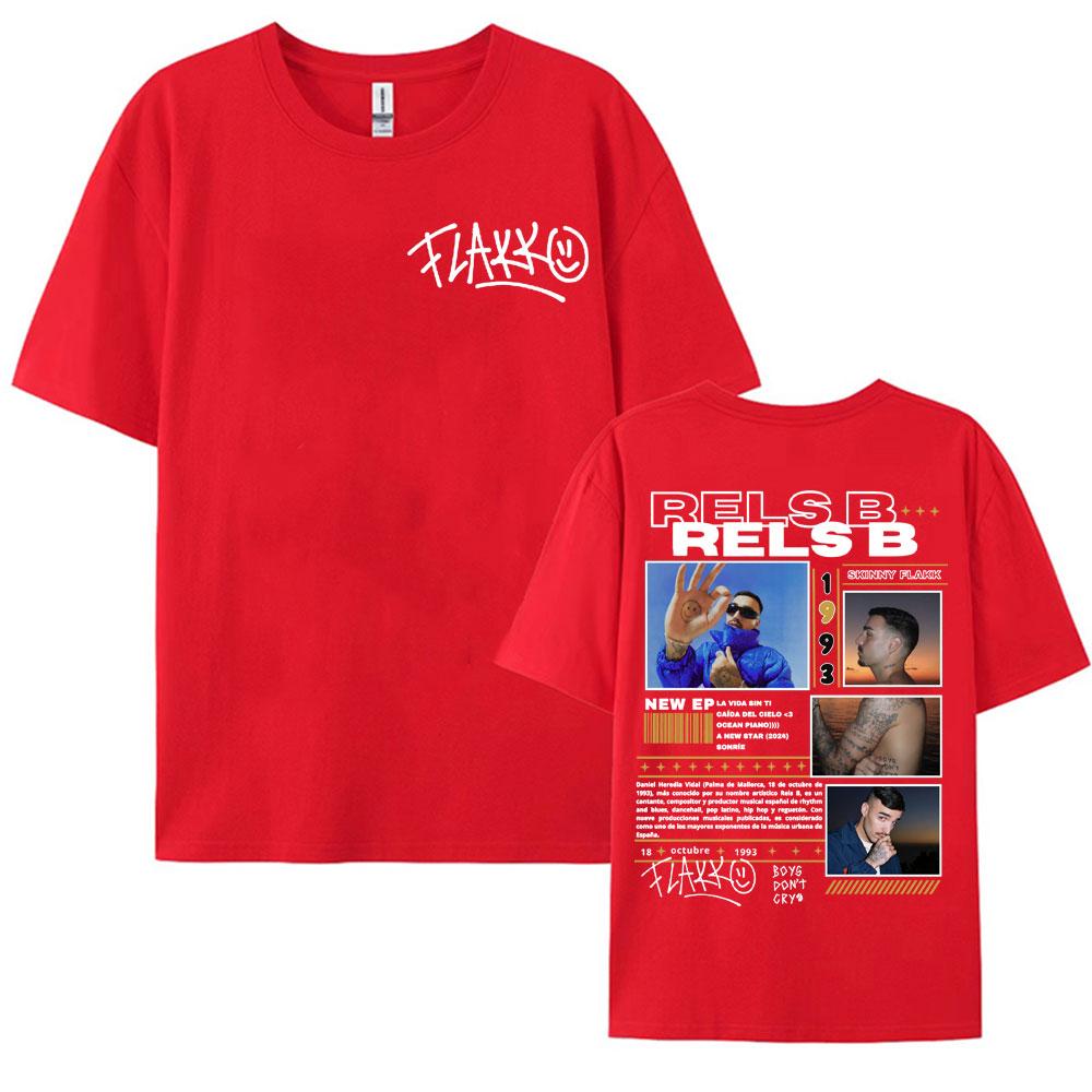 Rapper RELS B Skinny Flakk 2025 Tour Tshirt Men Clothing Fashion Hip Hop Punk Street Tshirts Unisex High Quality Cotton T Shirt