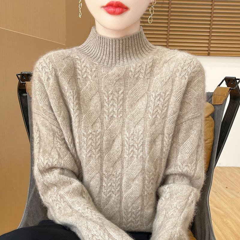 Women's Cashmere Sweater Qinghe Cashmere 30% Cashmere 70% Wool Autumn and Winter Pullover Warm and Fashionable
