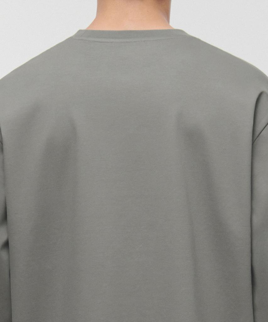 MUSINSA STANDARD Silket Relaxed Crew Neck Long Sleeve T-Shirt [Khaki Gray]