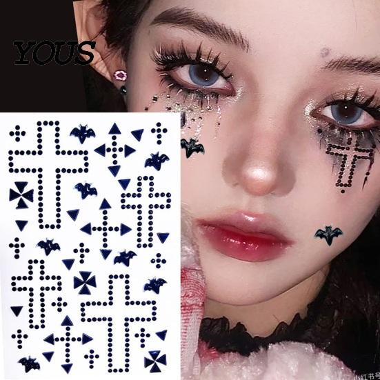 Long Lasting Face Body Stickers Halloween Scar Gem Stickers, Rhinestone Wound Art Dark Style Aesthetic Decals, Waterproof Self Adhesive Temporary