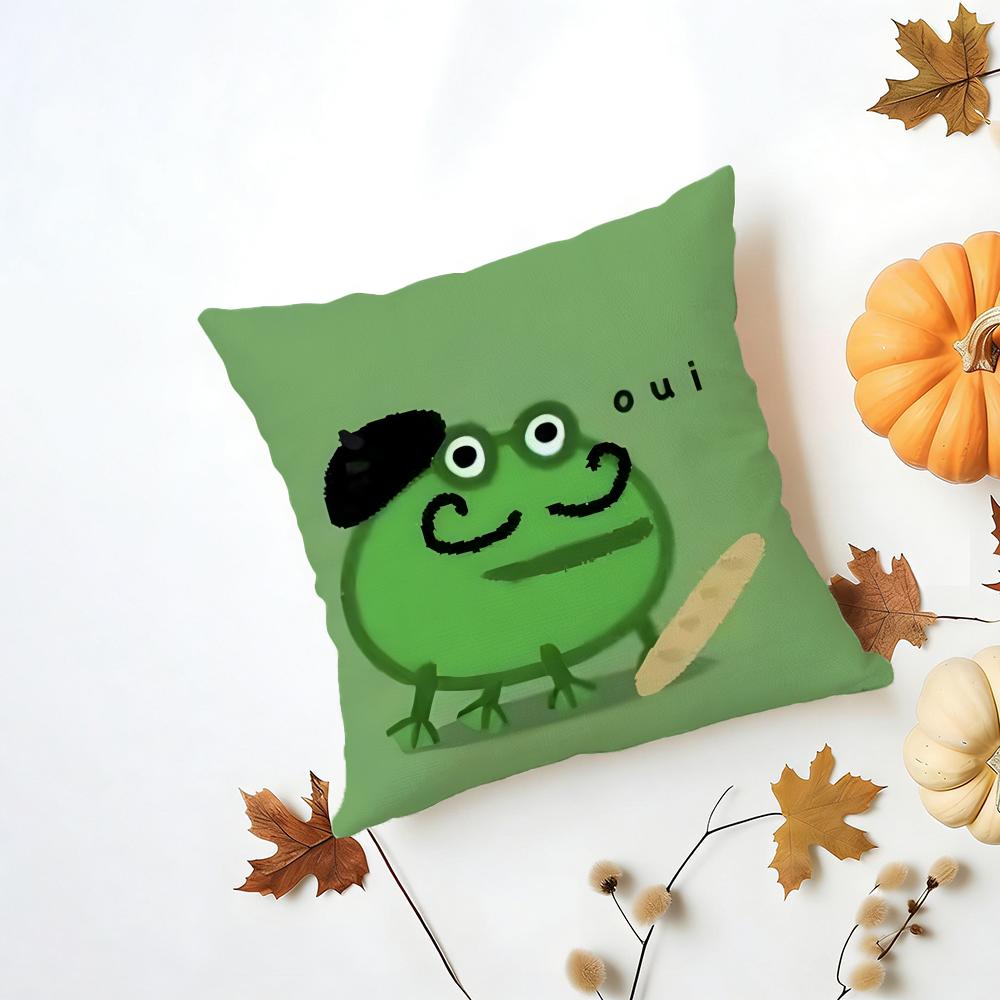 FFrog Aesthetic Cushion Cover Washable Linen Pillowcase Soft  for Daily Sofa Bed Home Room Decor