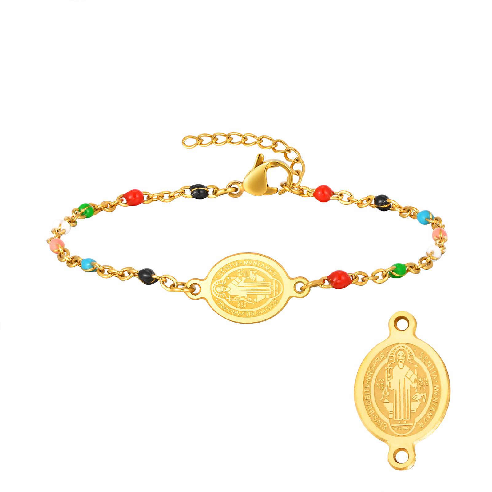 

Colored Bohemian Virgin Bracelet for Women,Stainless Steel Blue Bead Chains Oval Bracelets,Holy Jewelry Gifts