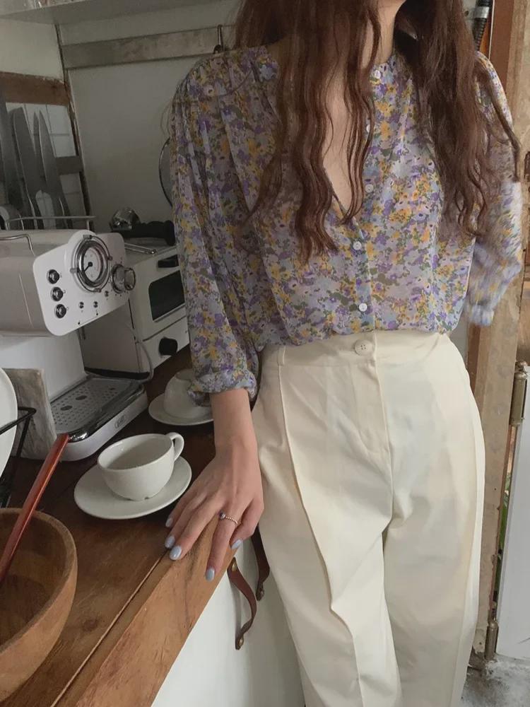 2025 Spring/Autumn Women's Floral Long-Sleeve Single-Breasted Casual Shirt
