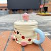 High Looking Cute Cake Birthday Gift Ceramic Mug Couple with Lid Water Cup Ceramic Cup