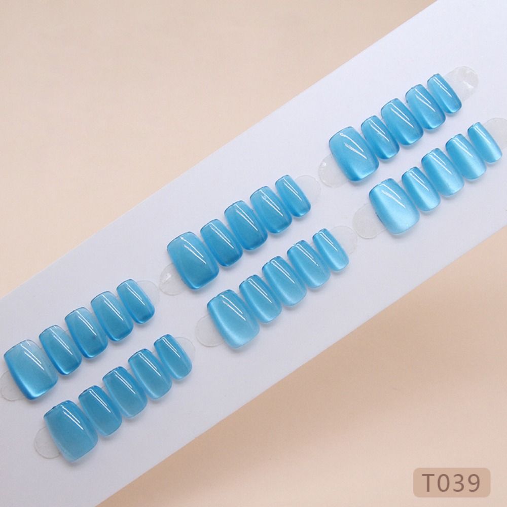 

24 шт. блестящие накладные ногти короткие балерины пресс на ногтях новые поддельные ногти своими руками blue