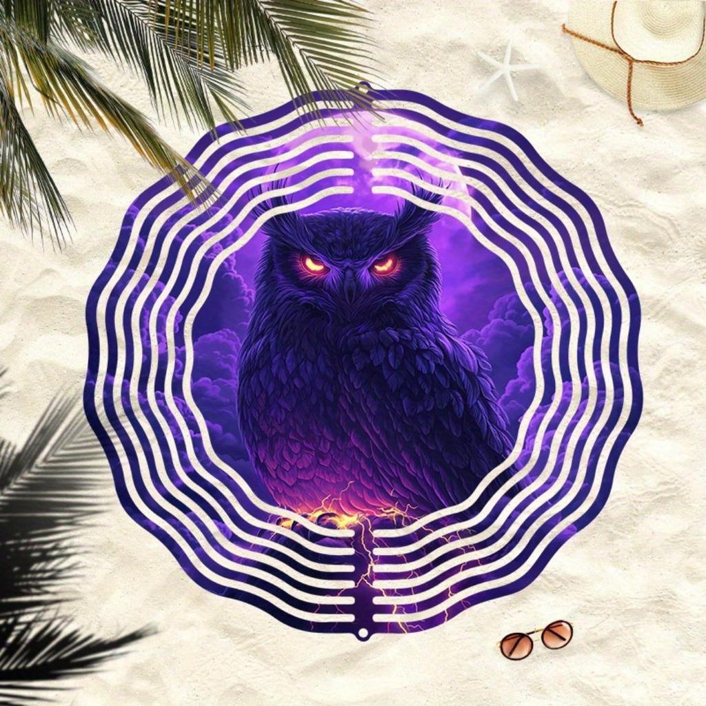 Mandala Owl Wind Chime 2D Metal Art Decor with 360 Swivel Hook for Outdoor Garden Patio Yard No Power Needed Easy to Hang