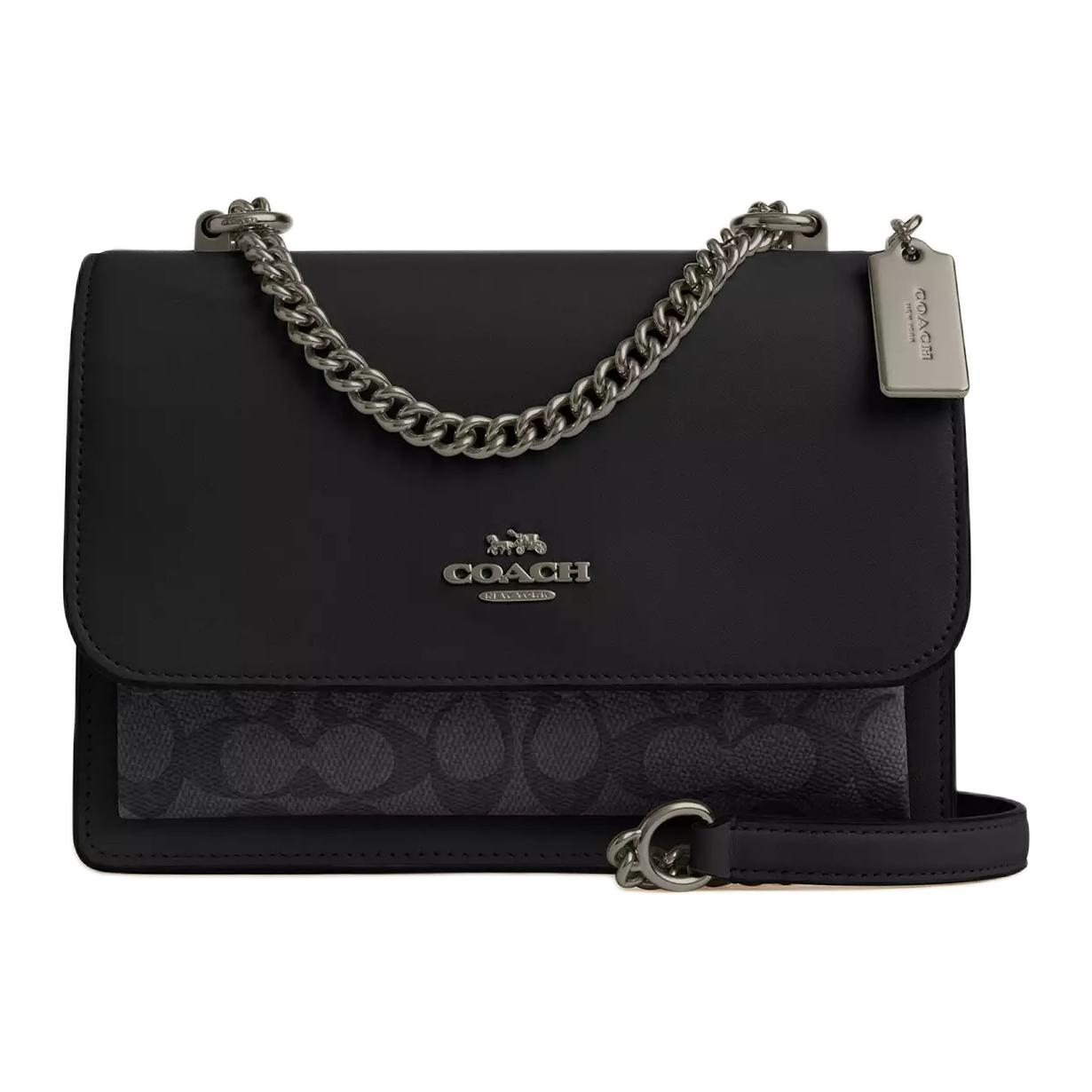Coach Klare 22 Logo Chain Shoulder Strap Coated Canvas And Leather Crossbody Bag Small Women bags Black CV978-QBMI5 Basic Set (Bag+Dust Bag)