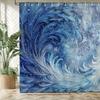 Blue Feather Wave Waterproof Mildew-Resistant Shower Curtain - Elegant Design for a Serene Bathroom Décor Experience