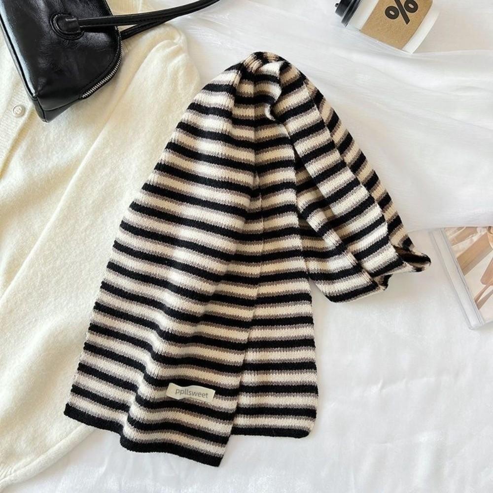 Soft Texture Warm Winter Scarf Knitted Fabric Stripe Scarf Warm Couple Scarf  Outdoor Wear