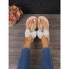 Damensandalen Sommer Neu Fischgrätenmuster Damensandalen Hanfseil Sohle Zehentrenner Mode Trend Schleifensandalen