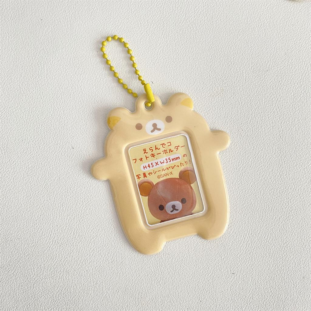 Japanese Style Kawaii Cartoon Bear Photo Card Holder Keyring Cute Bear K-Pop Idol Keychain For 2 Inch Photo School License Case