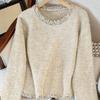 Maglione da Donna Autunno Inverno Pullover Ispessito Caldo Lavorato a Maglia Elasticizzato Manica Lunga Jumper Oversize Top